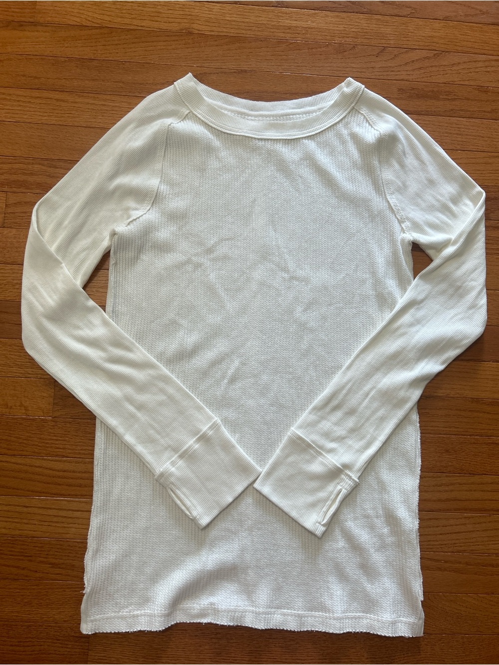 We The Free Free People Tunic XL Ivory Long Sleeve Thermal Waffle Knit Top NWOT
